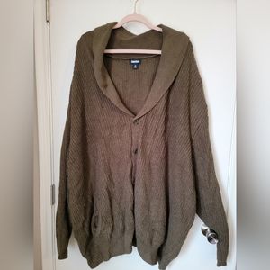 KingSize Mens 5XL Brown Button Front Cardigan Sweater